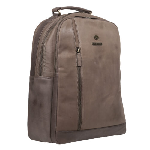Mochila de Cuero, Color CAFÉ , Modelo 2102 - Gino Rodinis