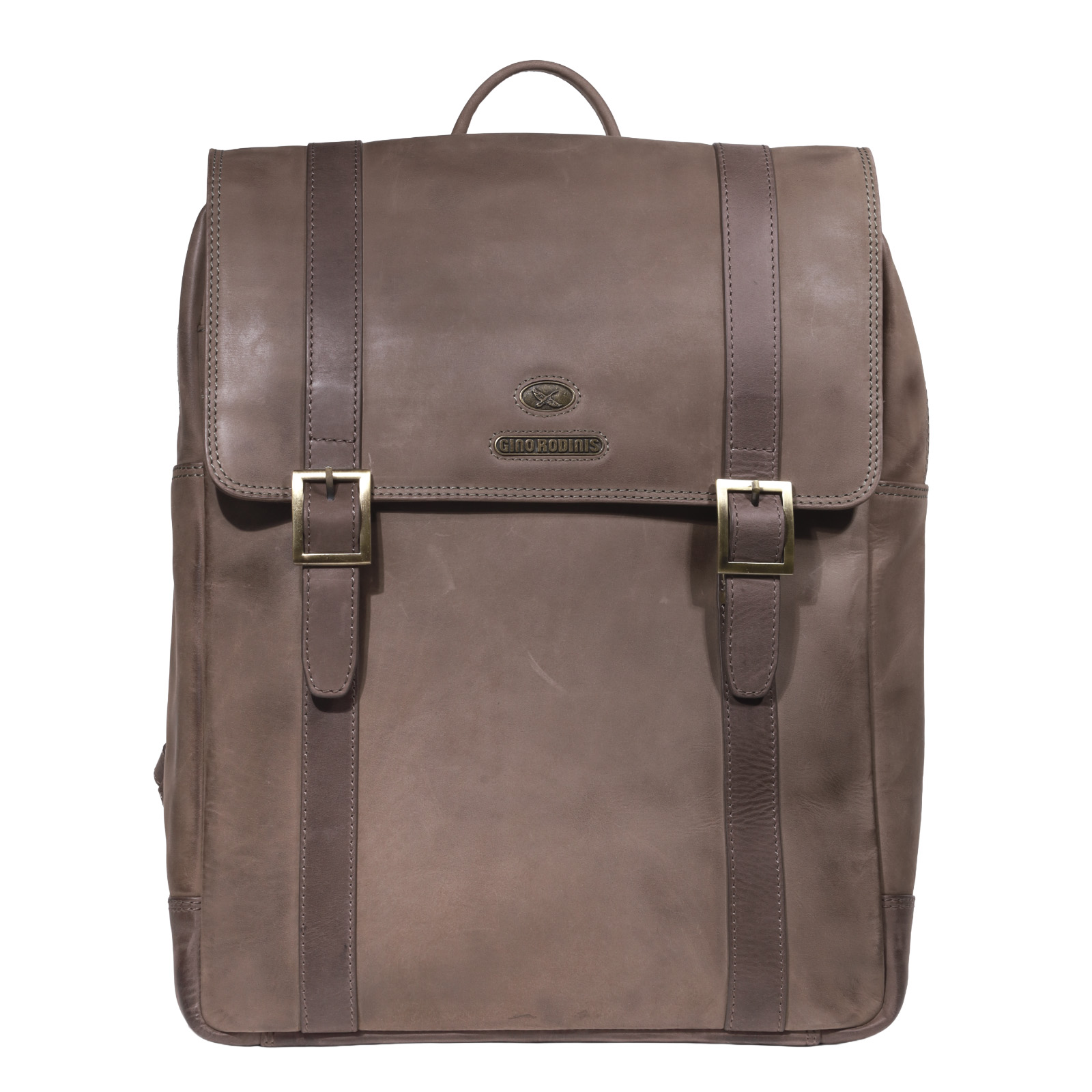 Mochila de Cuero, Color Café, Modelo 2114 - Gino Rodinis