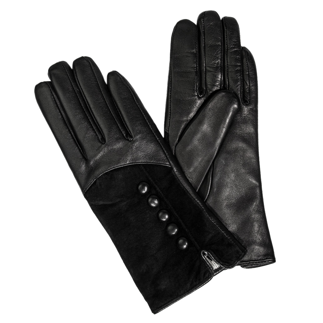 Guante de cuero para Mujer, modelo G185 en color Negro