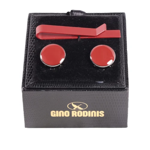 Set Pasador de Corbata y Cubre Botón | TB019 - Rojo