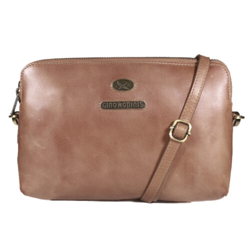 CARTERA DE CUERO MUJER - COLOR CAMEL - MODELO 2098 - GINO RODINIS
