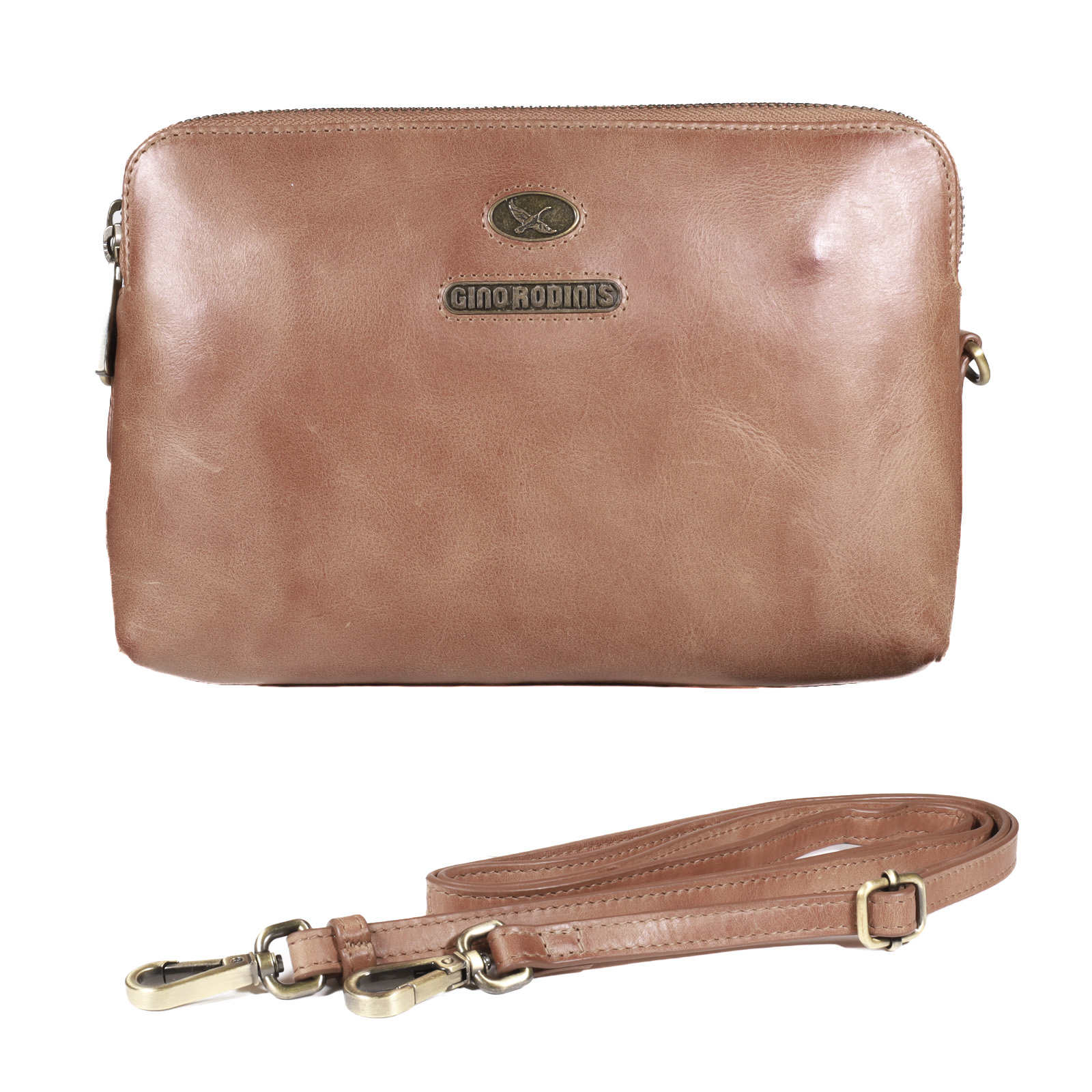 CARTERA DE CUERO MUJER - COLOR CAMEL - MODELO 2098 - GINO RODINIS