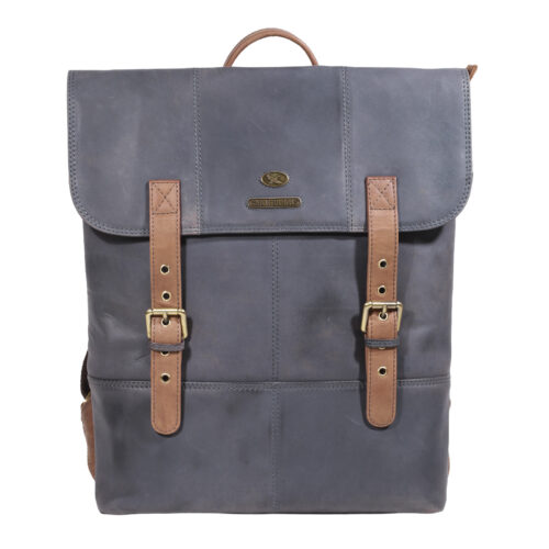 Mochila de Cuero, Color Azul, Modelo 2101 - Gino Rodinis