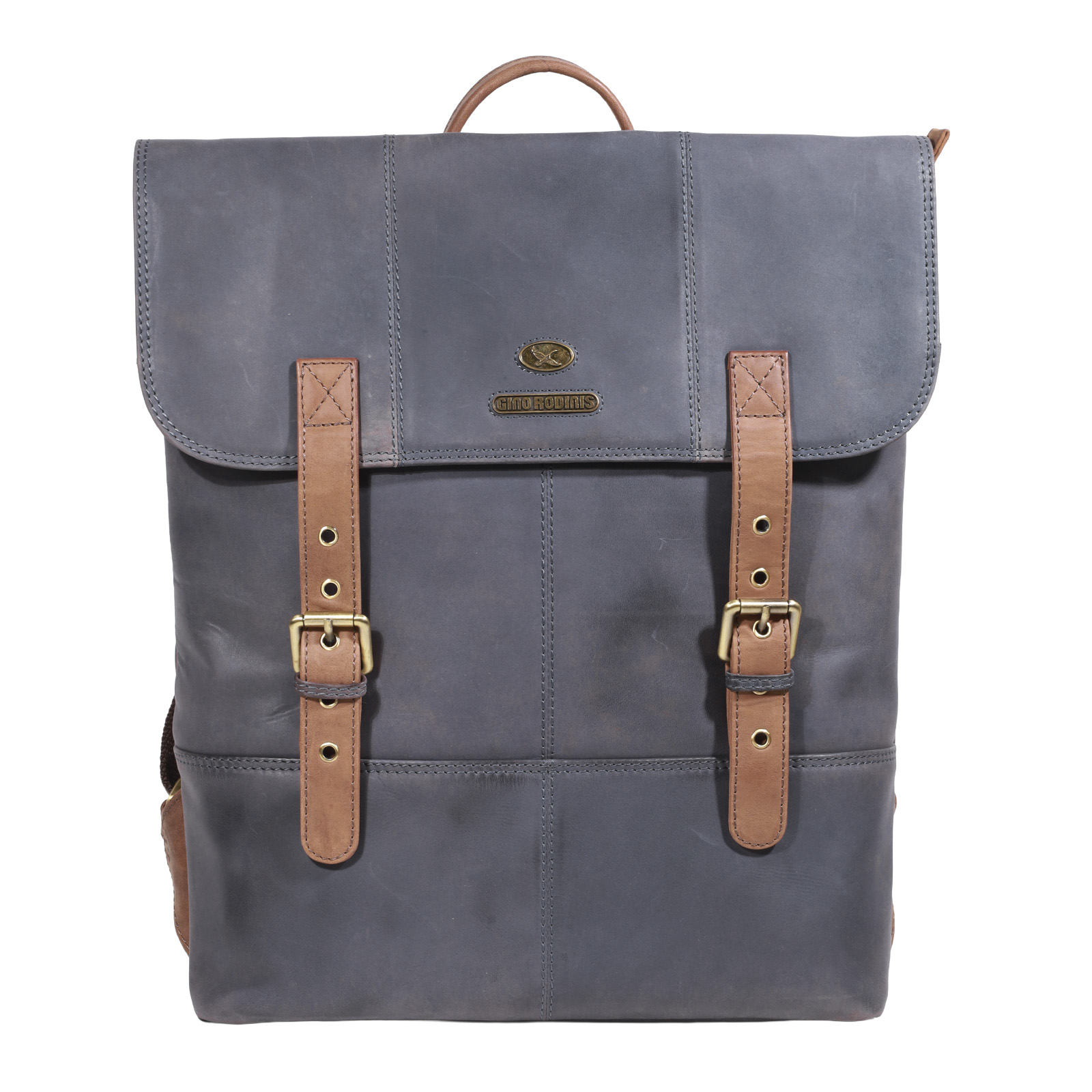 Mochila de Cuero, Color Azul, Modelo 2101 - Gino Rodinis