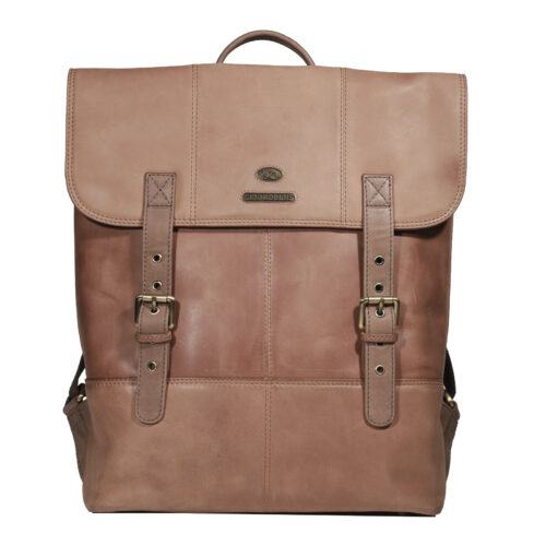 Mochila de Cuero, Color Camel, Modelo 2101 - Gino Rodinis