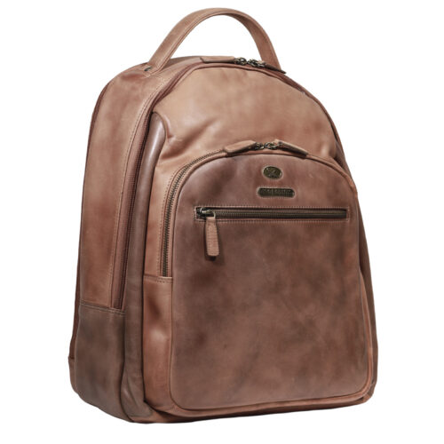 Mochila de Cuero, Color Camel, Modelo 2113 - Gino Rodinis
