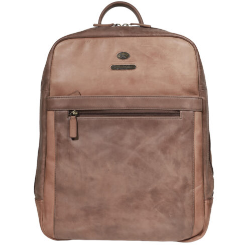 Mochila de Cuero, Color Camel, Modelo 2118 - Gino Rodinis