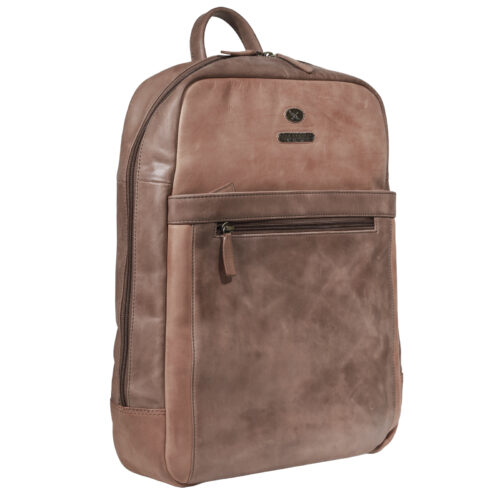 Mochila de Cuero, Color Camel, Modelo 2118 - Gino Rodinis