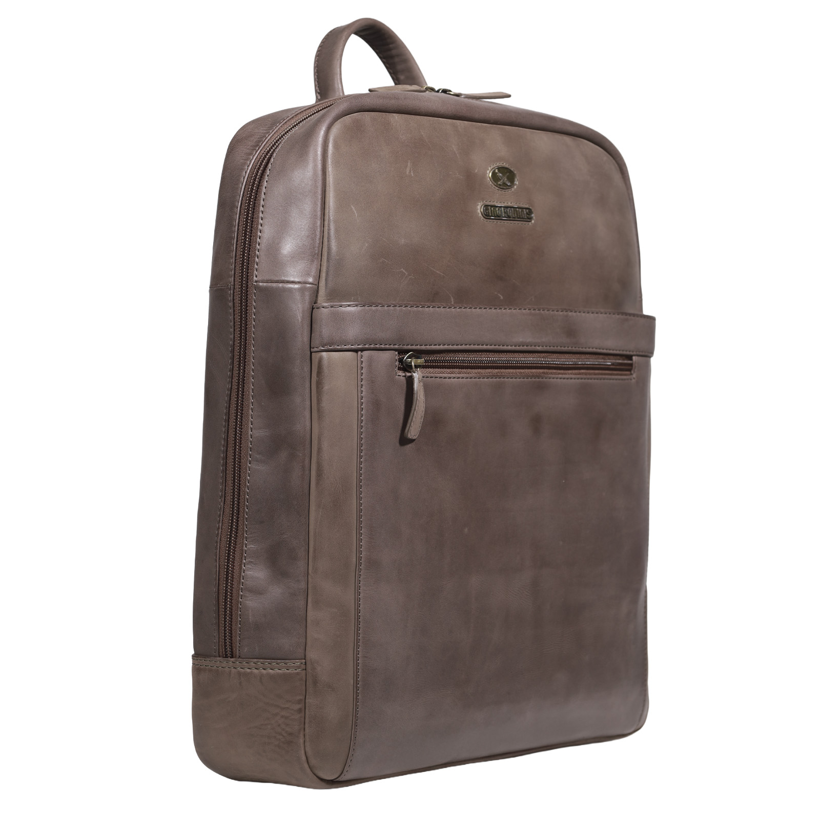 Mochila de Cuero, Color Café, Modelo 2118 - Gino Rodinis